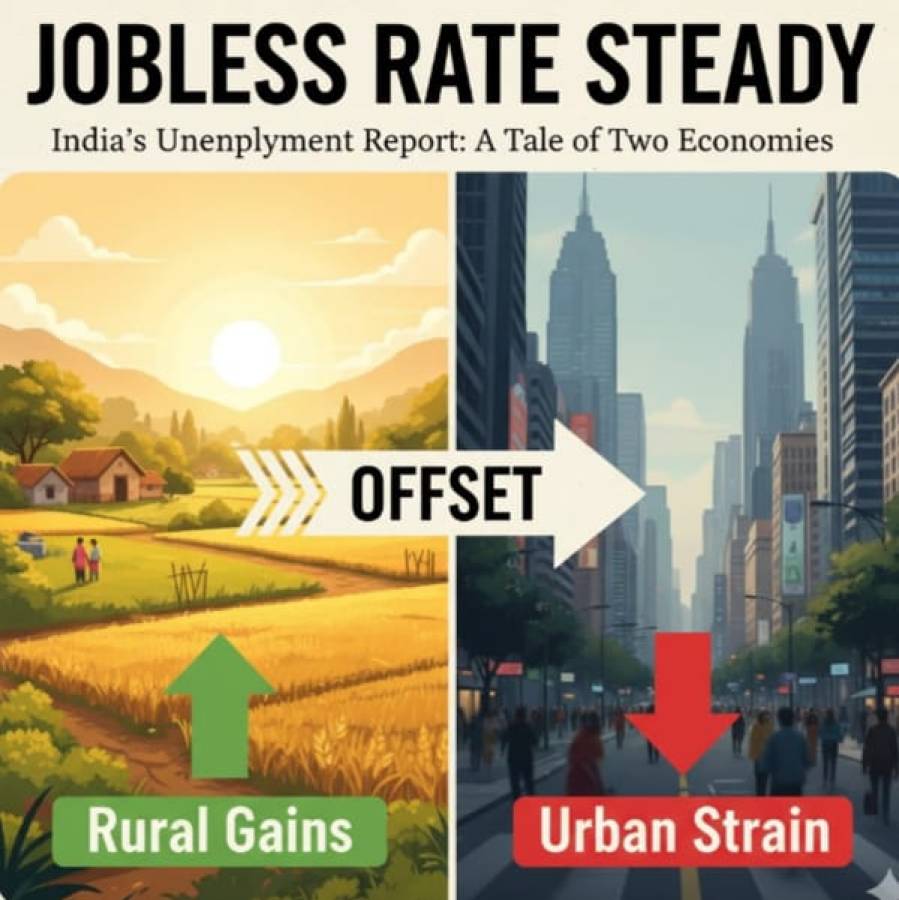 Jobless Rate Steady at 5.2%: Rural Pick-Up Softens Urban Slowdown