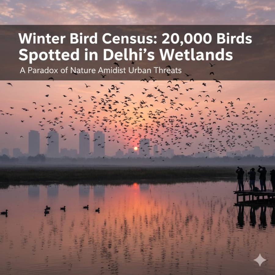 Delhi Records 20,000 Winter Birds Amid Growing Threats to Wetlands