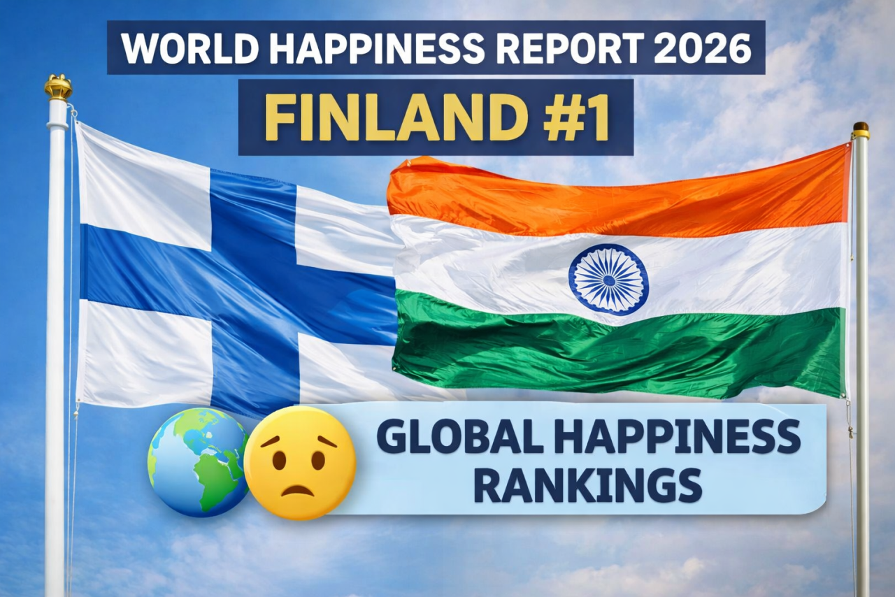 World Happiness Report 2026: Finland Tops Again While India Ranks 116th