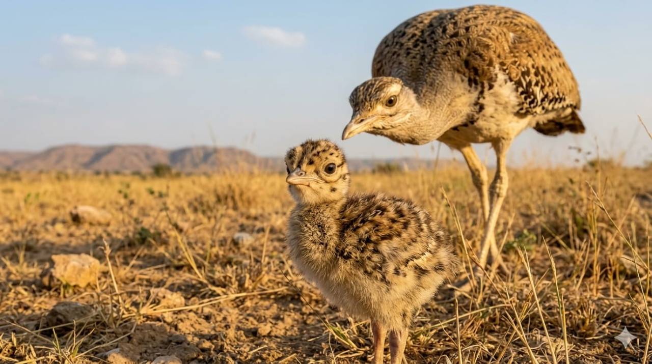Great Indian Bustard Chick Born in Gujarat After 10 Years Using ‘Jumpstart’ Method