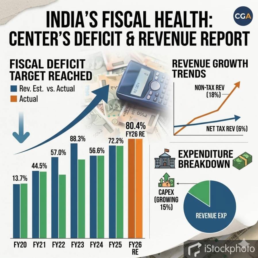 India’s Fiscal Health: Center’s Deficit Reaches 80% of Annual Target by February
