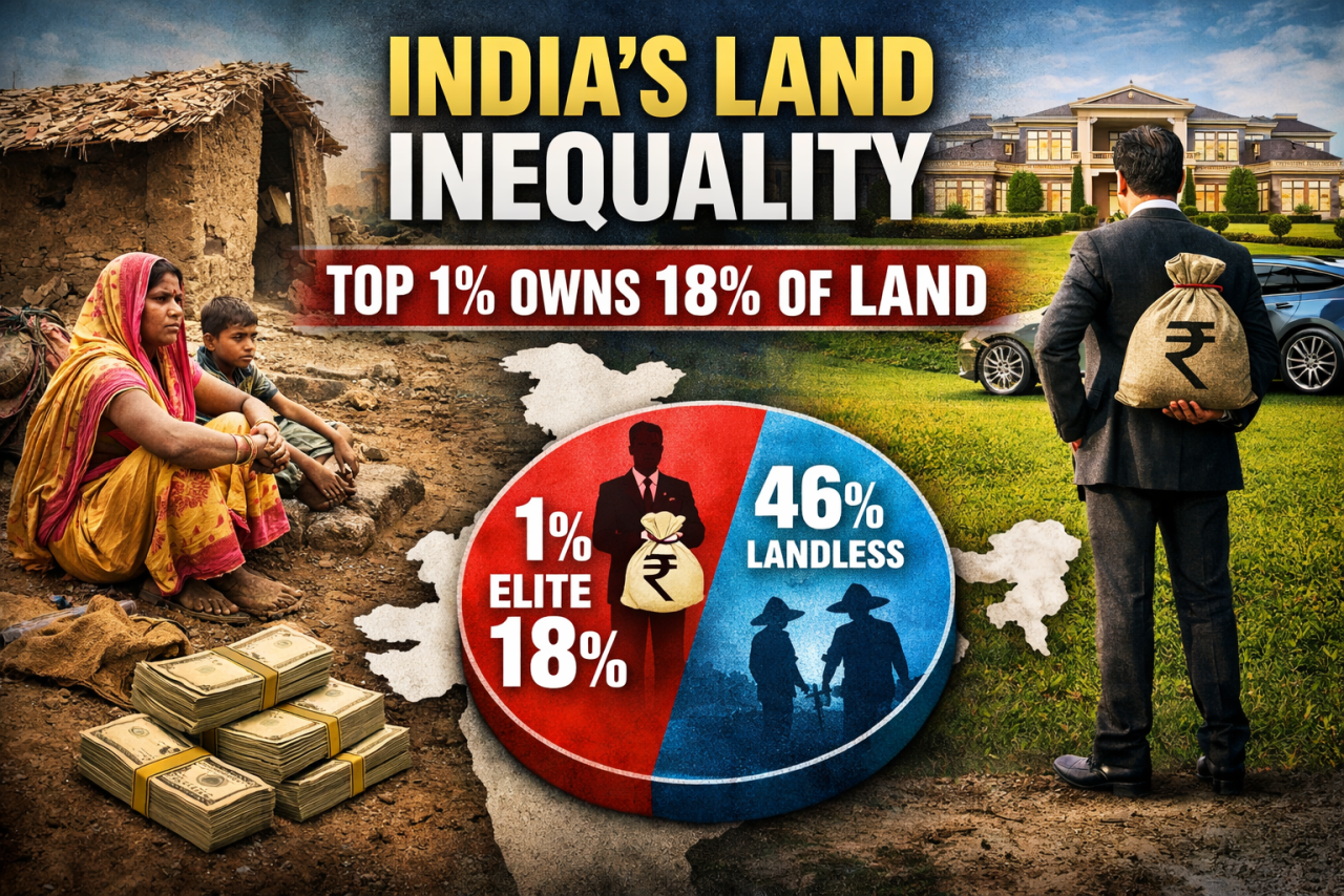 Land Inequality in Rural India: Top 1% Own 18%, While 46% Own Nothing