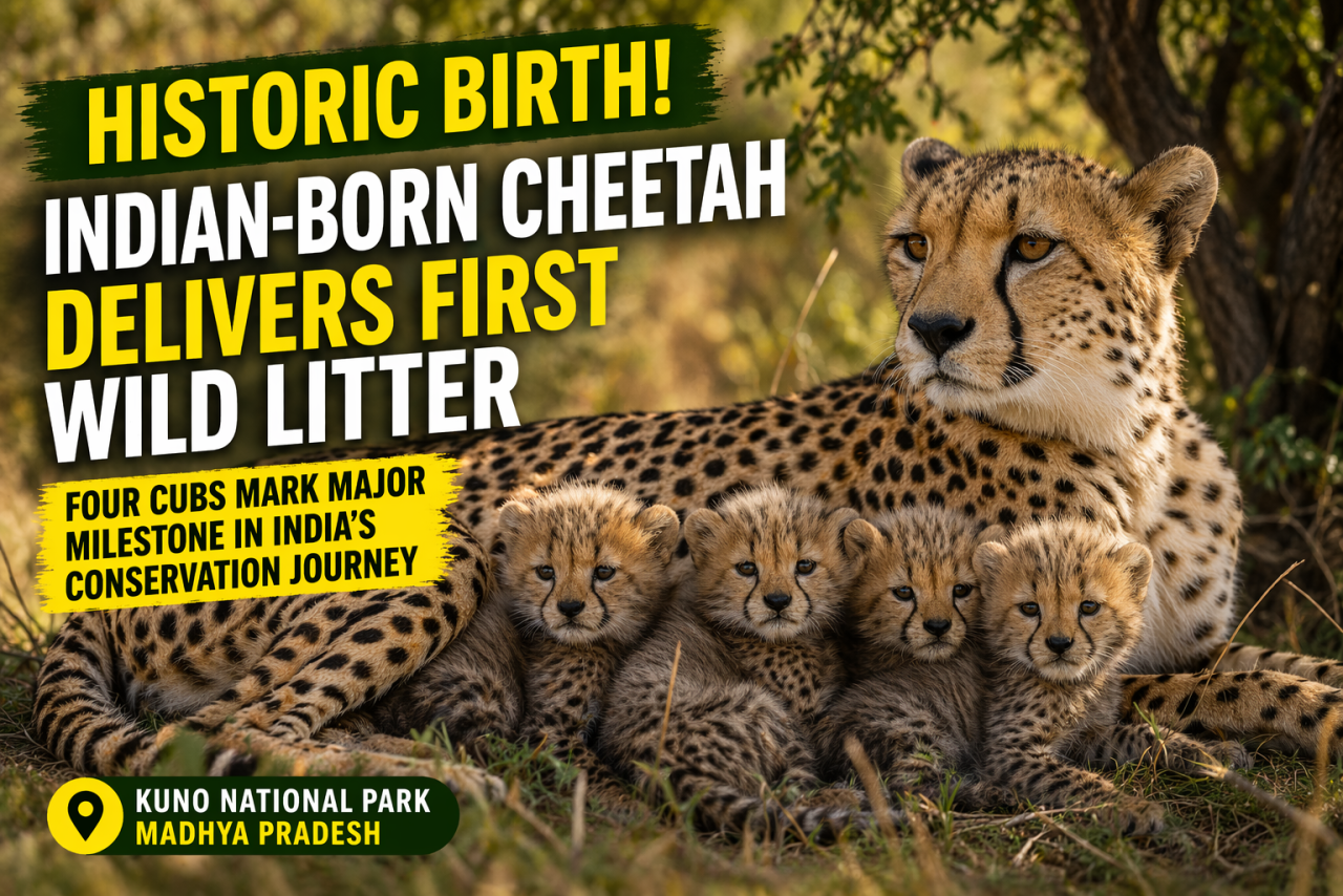 Indian-Born Cheetah Delivers First Wild Litter, Marking a Milestone for Conservation in India