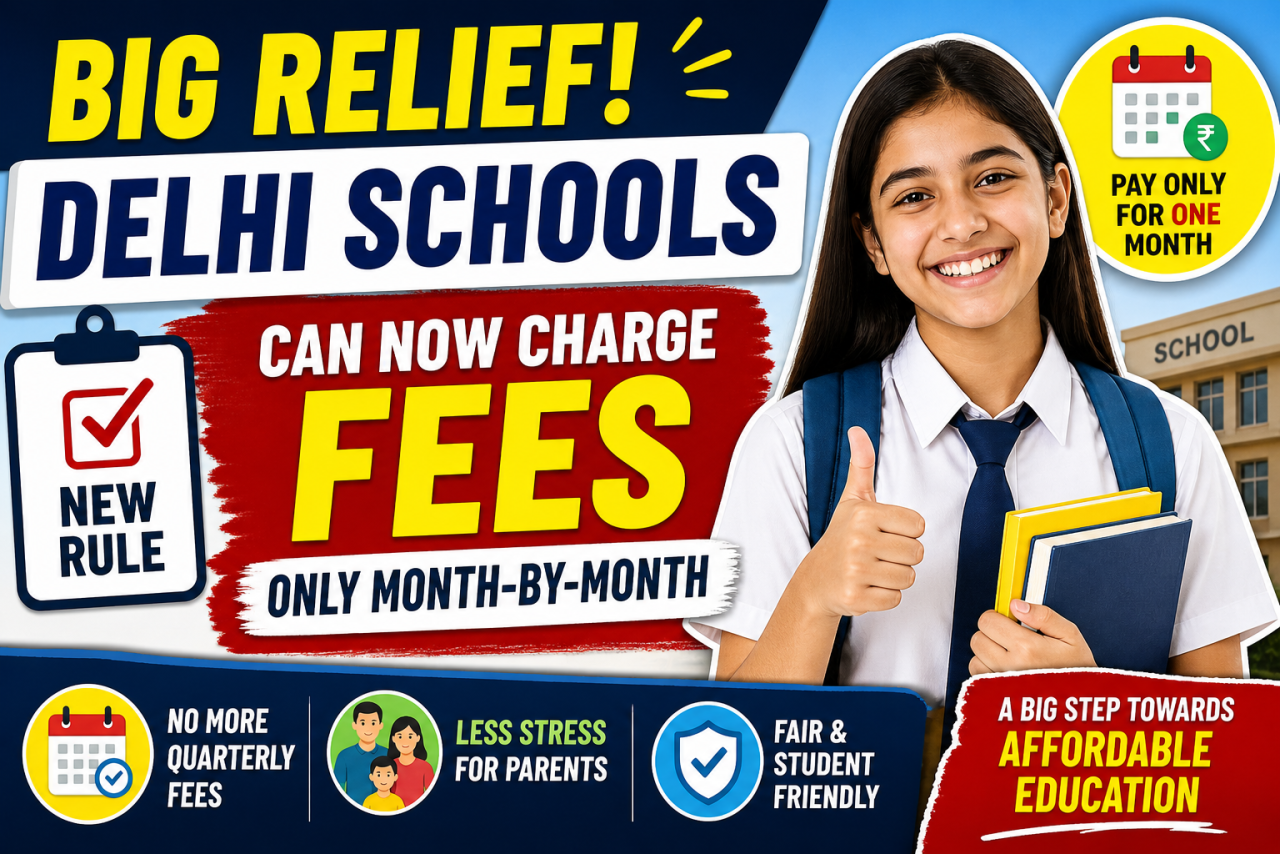 Big Relief for Students & Parents: Delhi Schools Can Now Charge Fees Only Month-by-Month