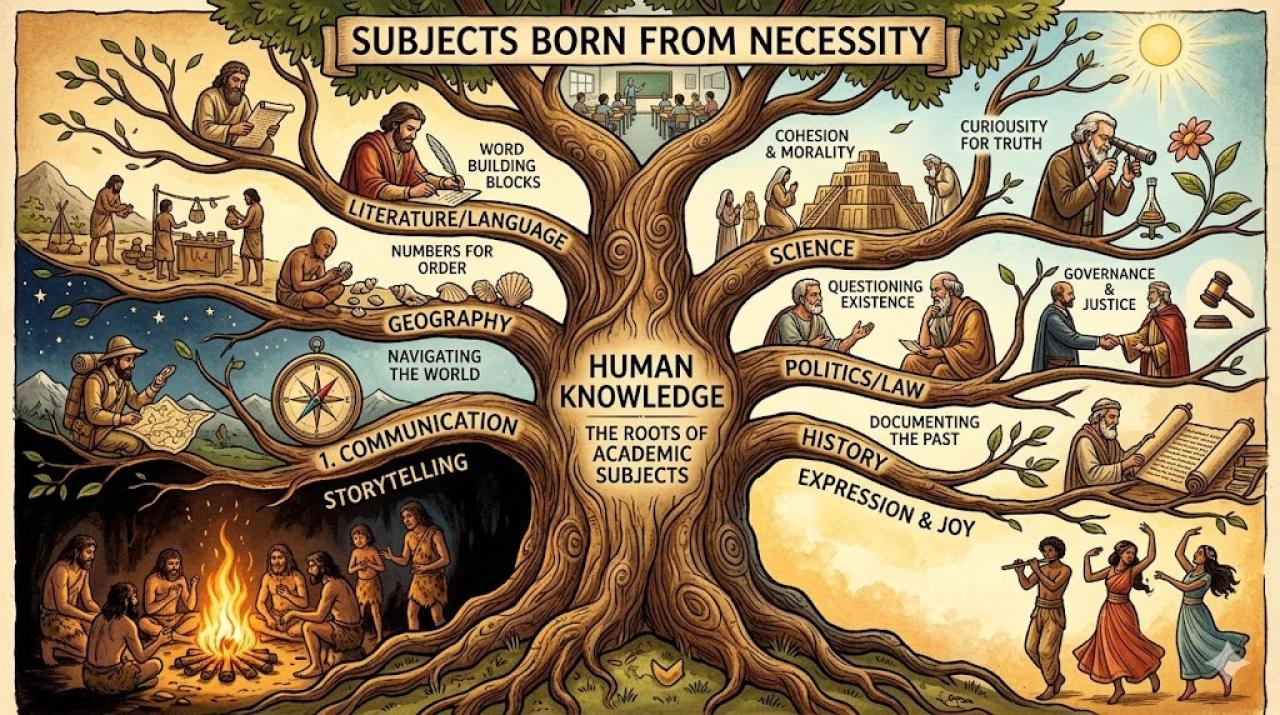 The Origin of Academic Subjects in Our Lives