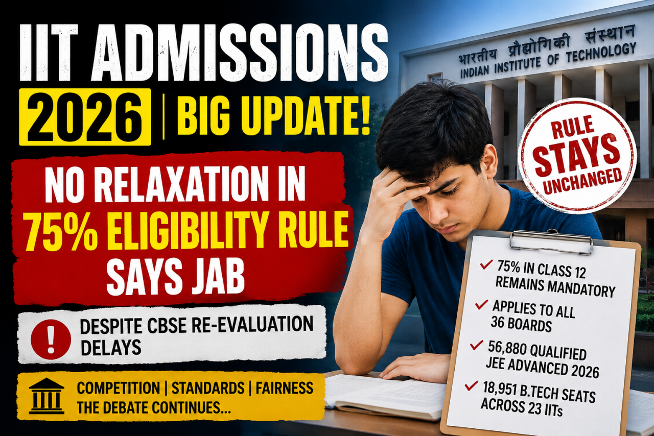 IIT Admissions 2026: Why the 75% Eligibility Rule Remains Unchanged Despite Student Concerns