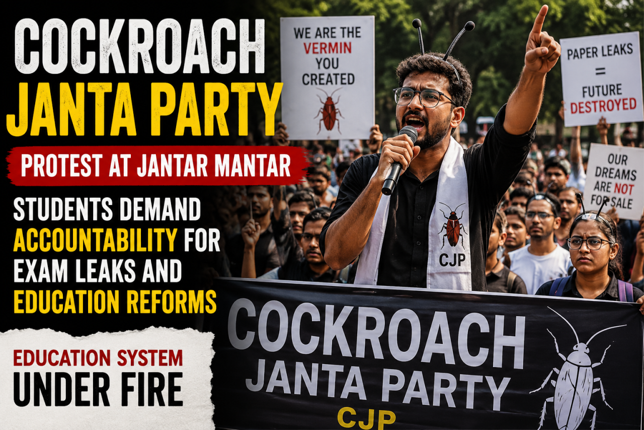 Cockroach Janta Party Protest Brings Student Anger Over Exam Scandals to Jantar Mantar