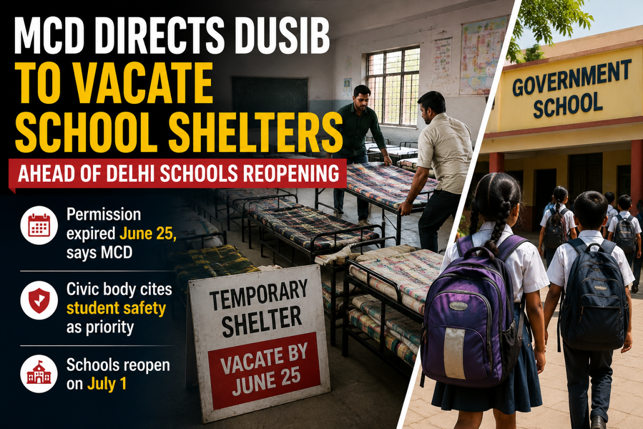 MCD Directs DUSIB to Vacate School Shelters Ahead of Delhi Schools Reopening