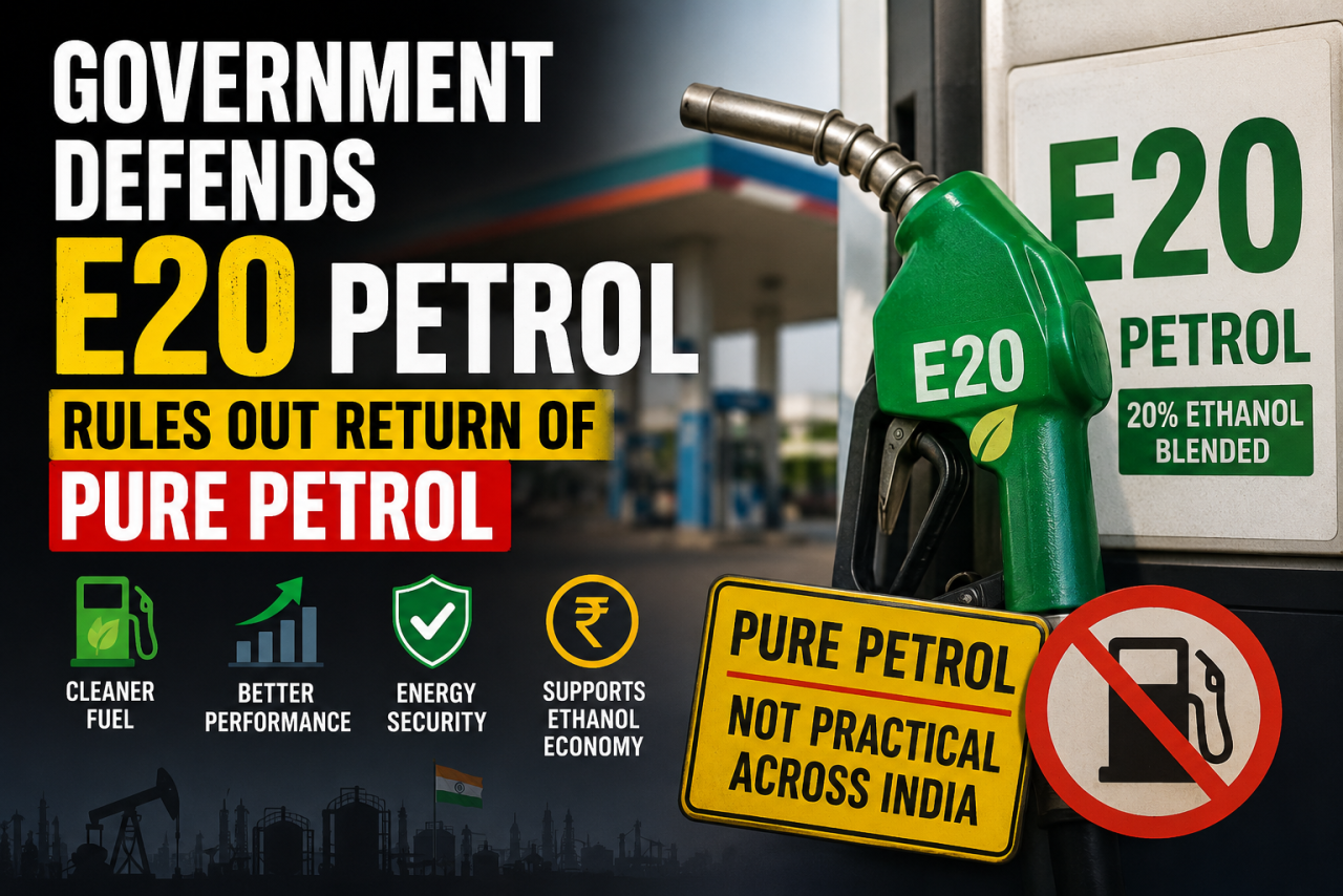 Government Defends E20 Petrol, Says Pure Fuel Option Not Practical Across India's Fuel Network