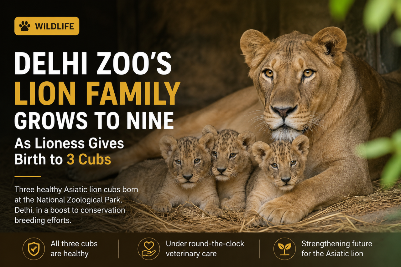 Delhi Zoo's Lion Family Grows to Nine as Asiatic Lioness Gives Birth to Three Healthy Cubs