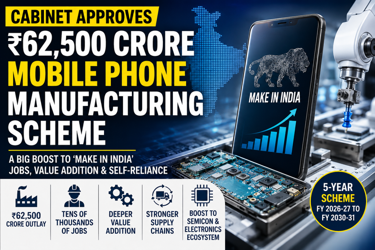 Cabinet Approves ₹62,500-Crore Scheme to Deepen Mobile Phone Manufacturing in India