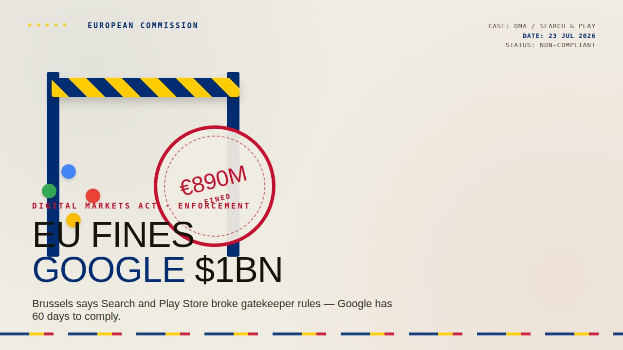 EU Fines Google Nearly $1 Billion for Favouring Its Own Services
