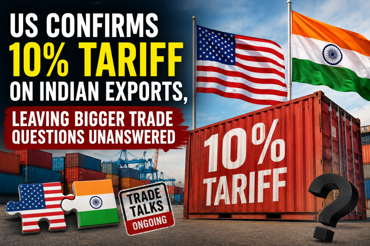 US Confirms 10% Tariff on Indian Exports, Leaving Bigger Trade Questions Unanswered