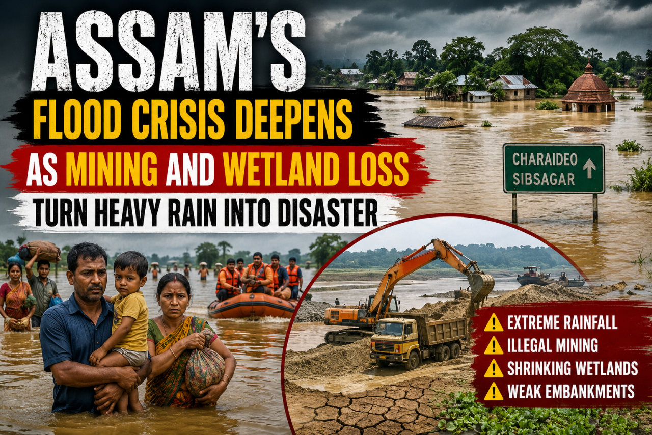 Assam's Flood Crisis Deepens as Mining and Wetland Loss Turn Heavy Rain into Disaster