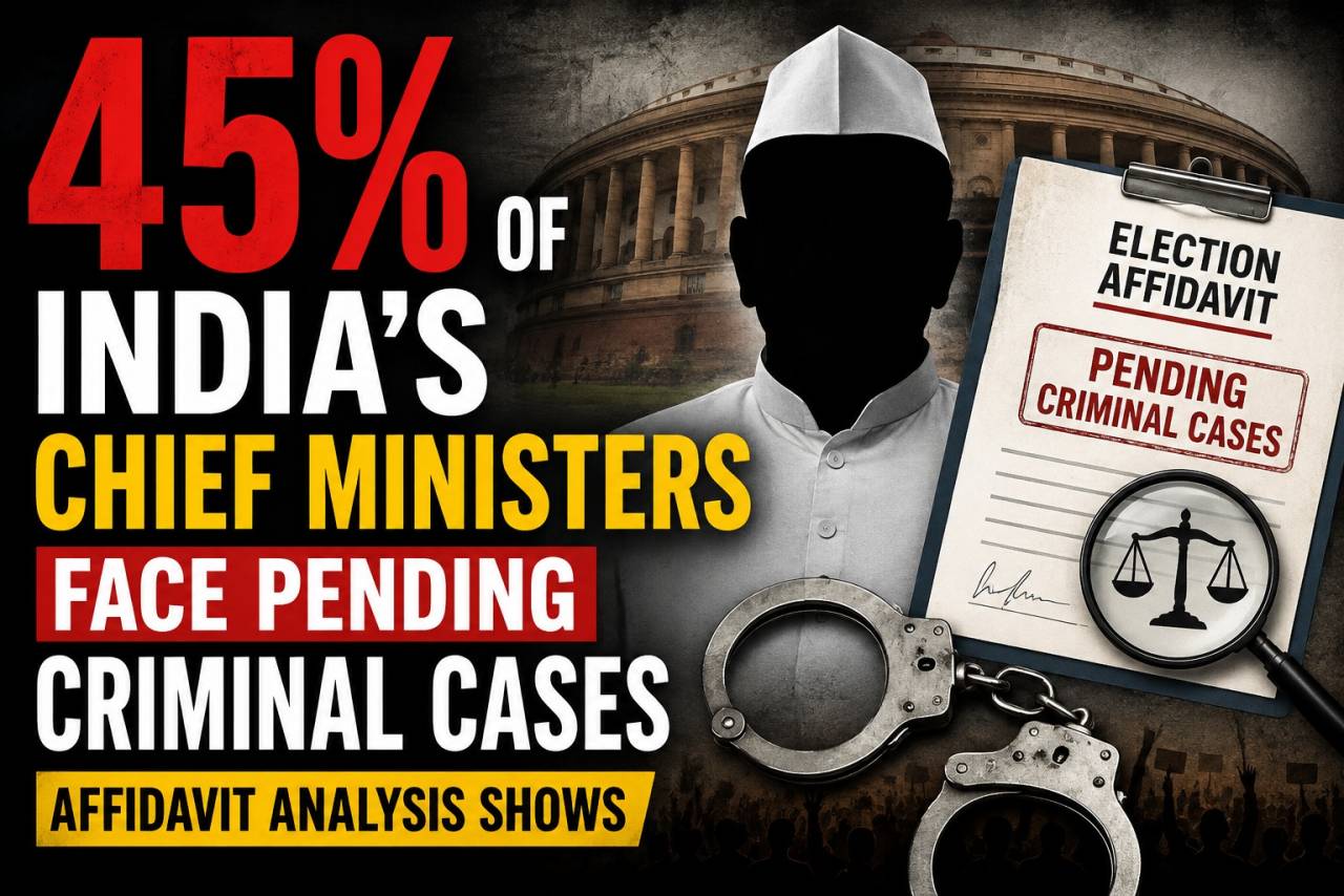 45% of India's Chief Ministers Face Pending Criminal Cases, Affidavit Analysis Shows