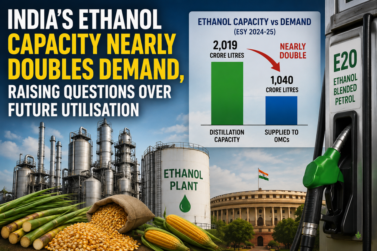 India’s Ethanol Capacity Nearly Doubles Demand, Raising Questions Over Future Utilisation