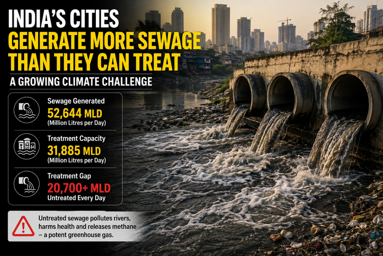 India’s Cities Generate More Sewage Than They Can Treat, Raising a Growing Climate Challenge