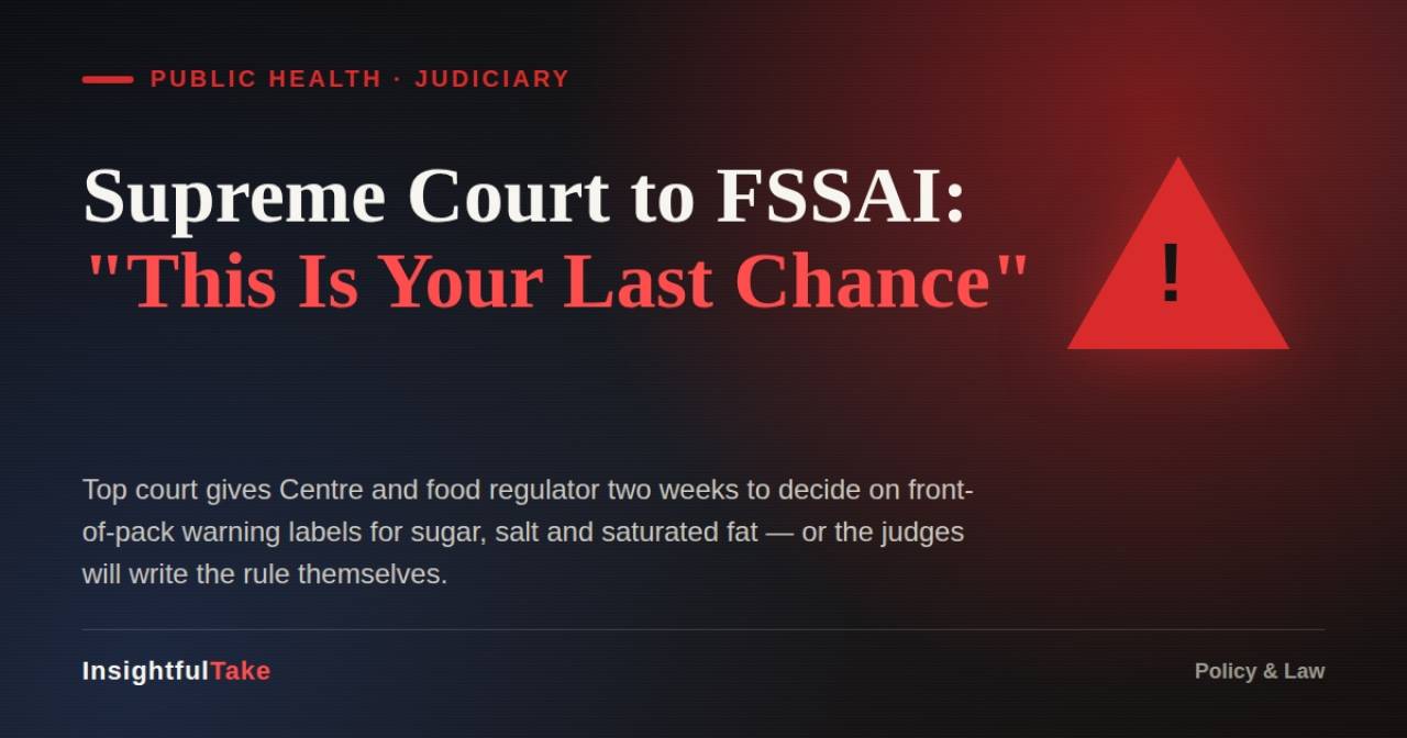 Supreme Court Runs Out of Patience With FSSAI Over Food Warning Labels
