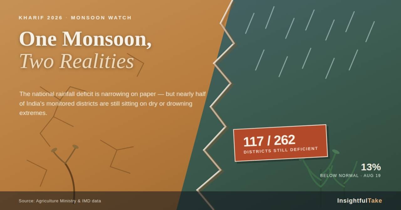 India’s Monsoon Recovers on Paper, but 117 Districts Still Face Rainfall Stress