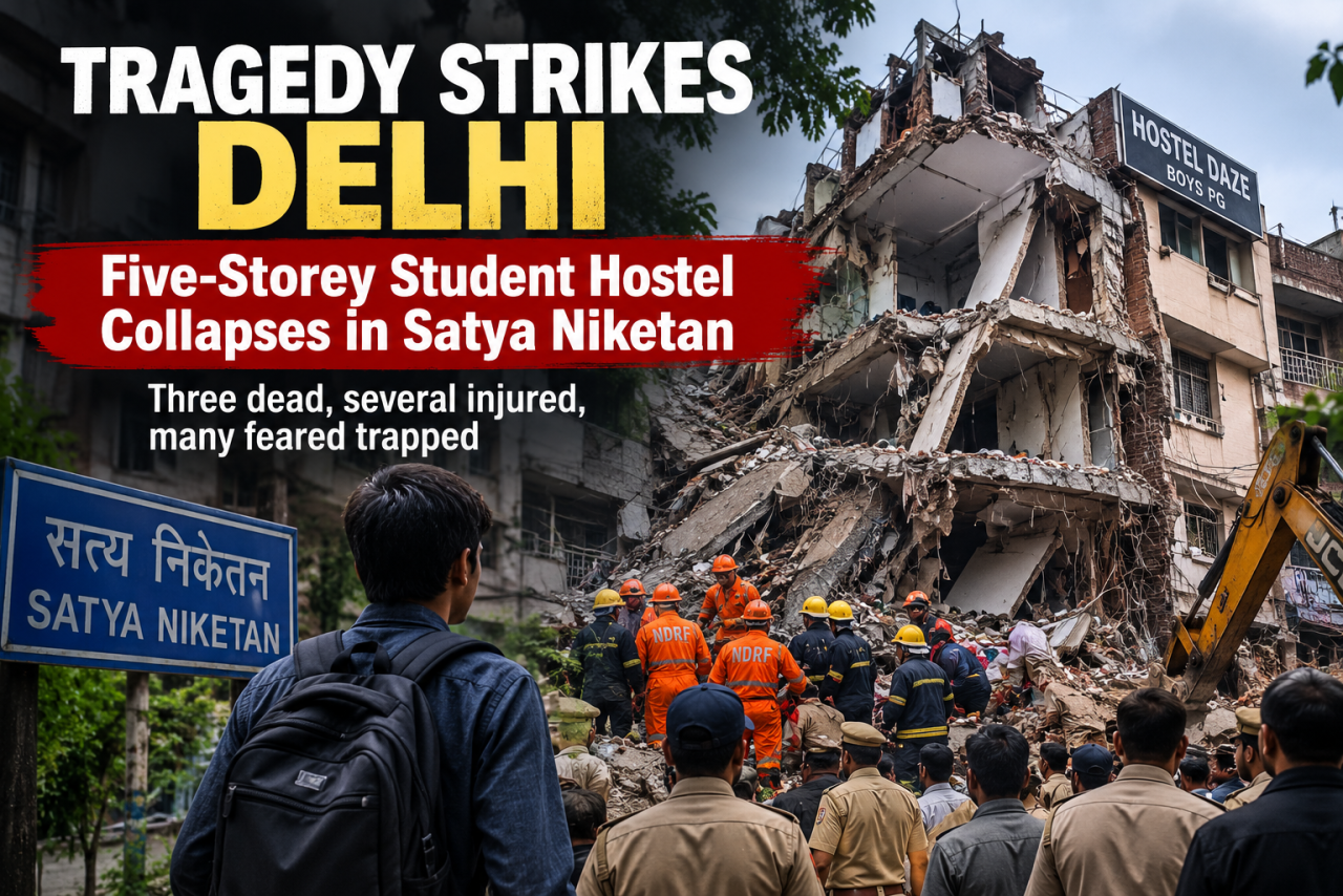 Tragedy Strikes Delhi: Five-Storey Student Hostel Collapses in Satya Niketan
