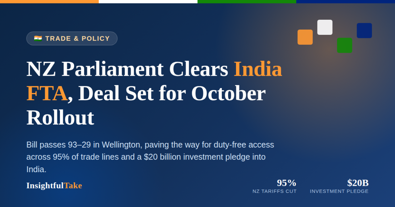 New Zealand Parliament Clears India Trade Deal, Setting Up October Rollout