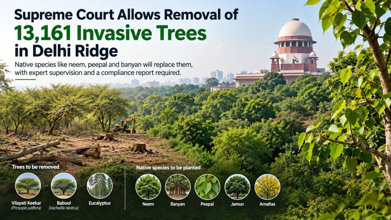 Supreme Court Clears Removal of 13,000 Invasive Trees from Delhi's Central Ridge