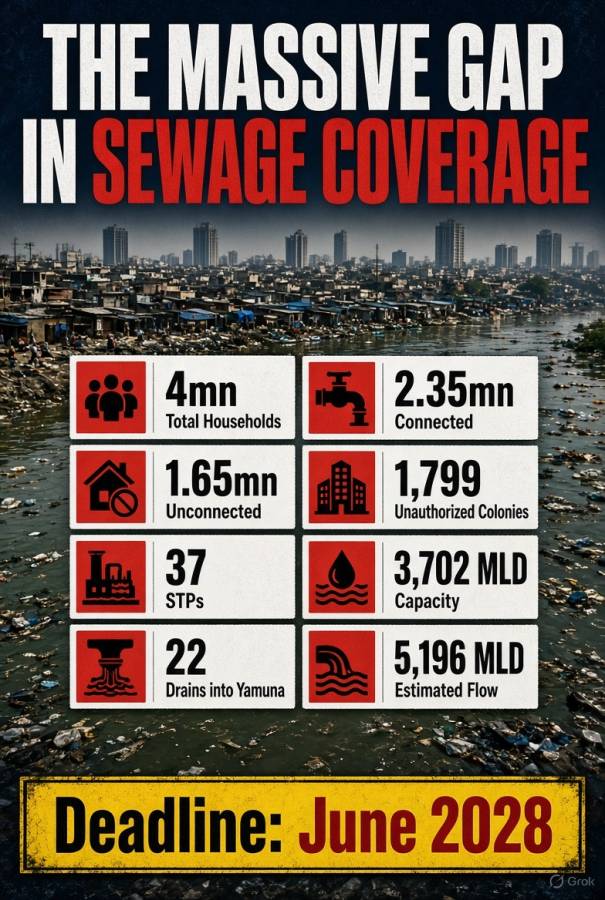 4 in 10 Delhi Homes Have No Sewer Connection, and the Yamuna Is Paying for It