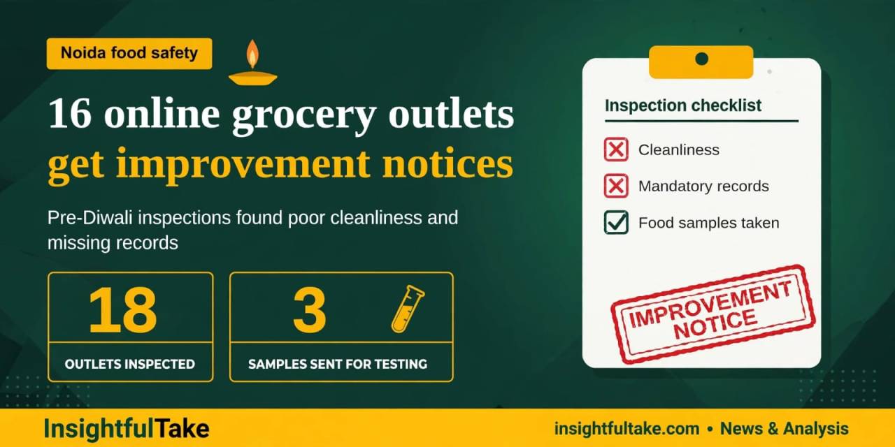 Noida Food Safety Drive: 16 Online Grocery Outlets Served Improvement Notices Ahead of Diwali