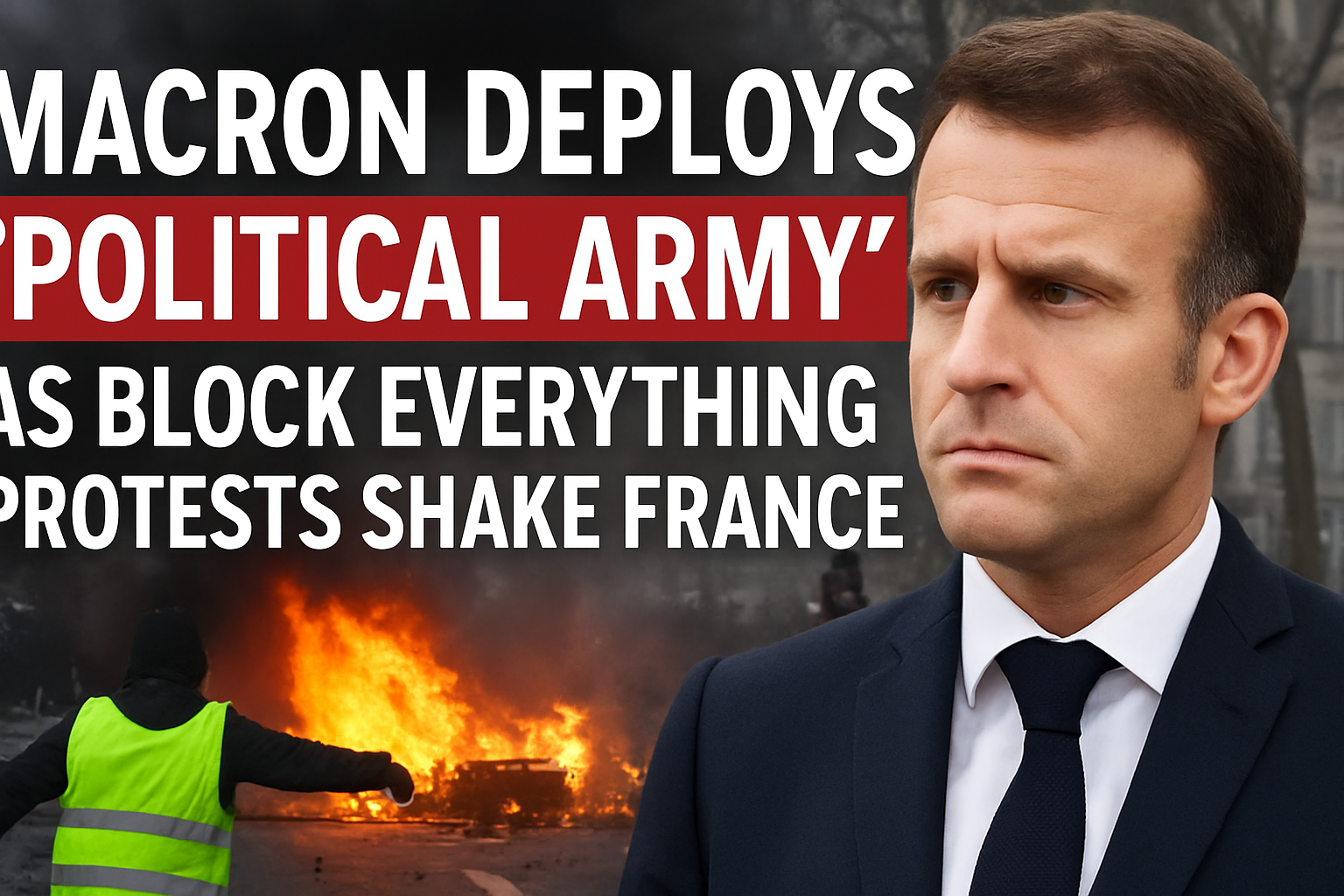 Macron's New 'Political Army' Deployed as 'Block Everything' Protests Engulf France