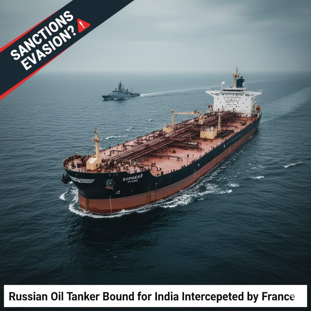 France Seizes Russian Oil Tanker Headed for India Amid Sanctions Dispute