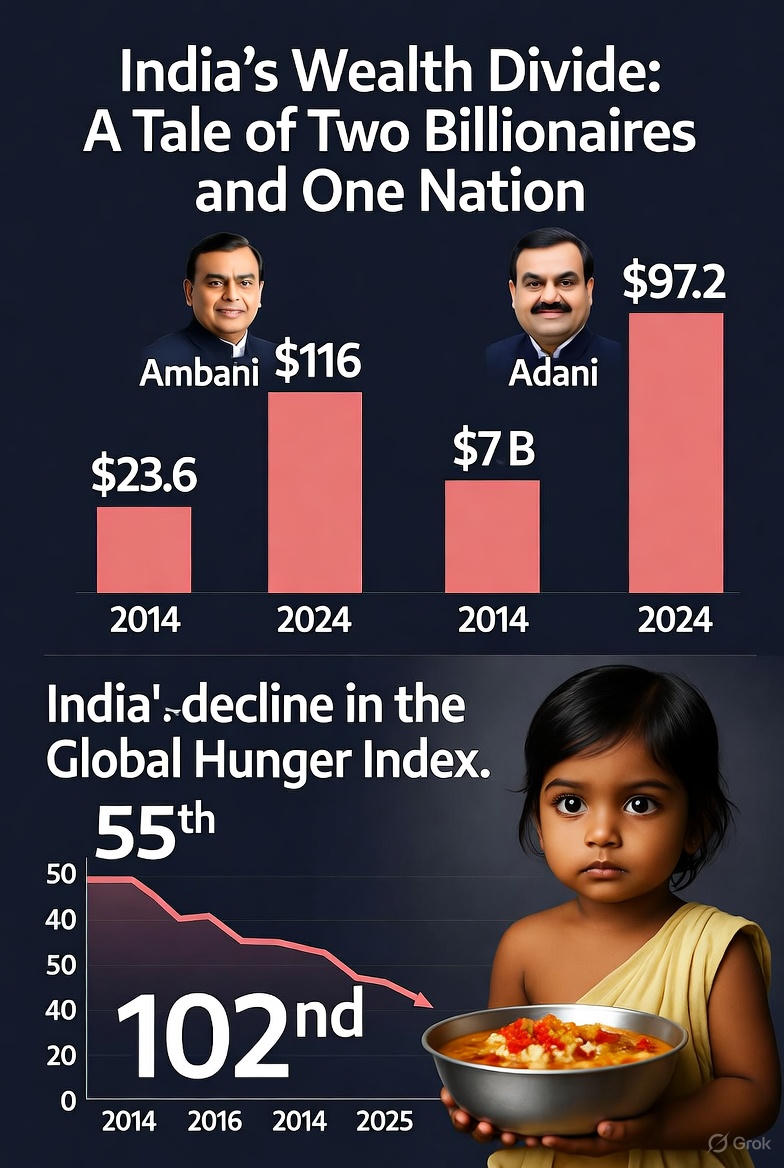 Billionaires Soar, Hunger Index Sinks: The Two Indias of an Economic Superpower